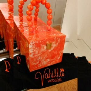 Fiera pearl box clutch handbag orange