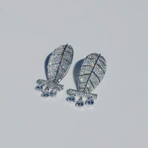 Cubic Zircon Leaflet Earrings